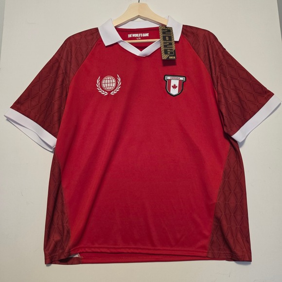 The World's Game Other - The World's Game Canada Soccer Jersey Shirt Red White Number 19 Large